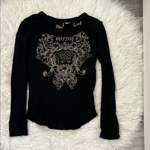 GRIFFIN Black Long Sleeve Shirt with Gold Design